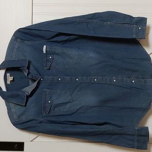 Calvin Klein long sleeve snap front Western blouse